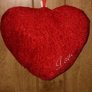 RED LOVE HEART SHAPED HANGING DECORATVE PILLOW.